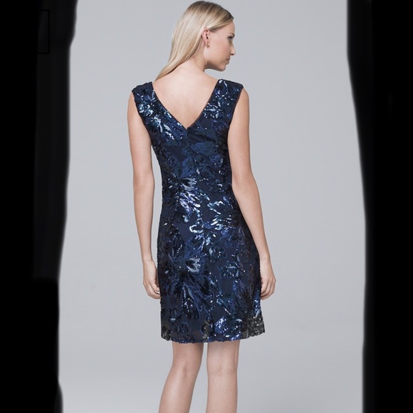 NWT WHBM Navy Blue Sequin Shirt Dress - Picture 2 of 5